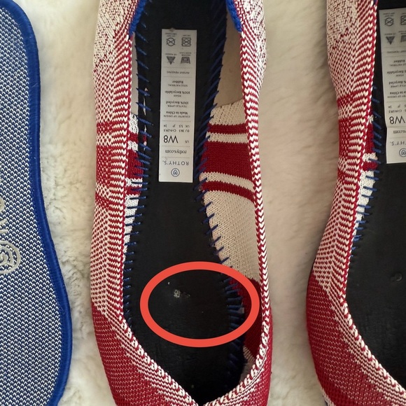 Rothy's The Point Red Varsity Stripe Nautical Preppy Ballet Flats Size 8 - Picture 7 of 7